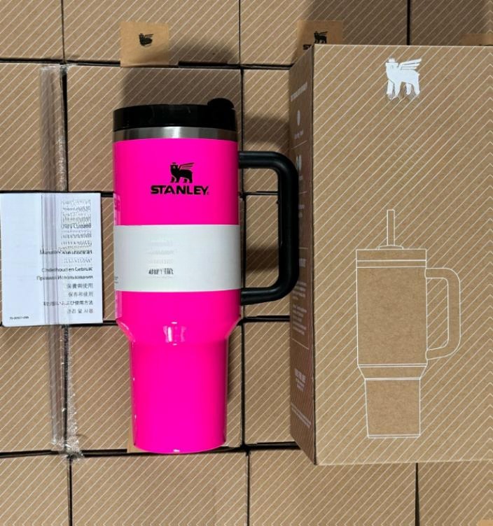 Gourde Stanley Quencher H2.0 Tumbler 40 OZ | 1.18 L avec anse — rose fuchsia vif