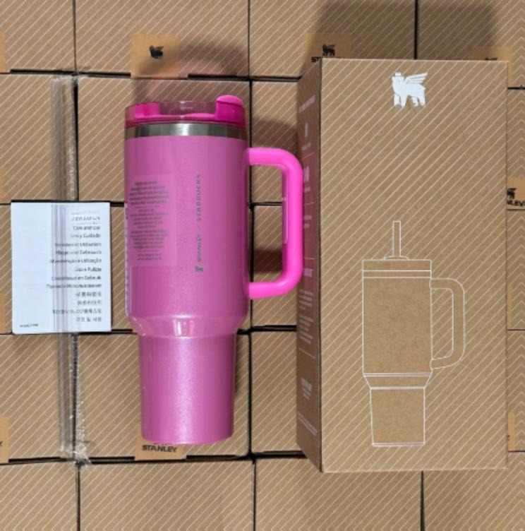 Gourde Stanley Quencher H2.0 Tumbler 40 oz / 1.18 L avec anse — rose/magenta, édition Starbucks