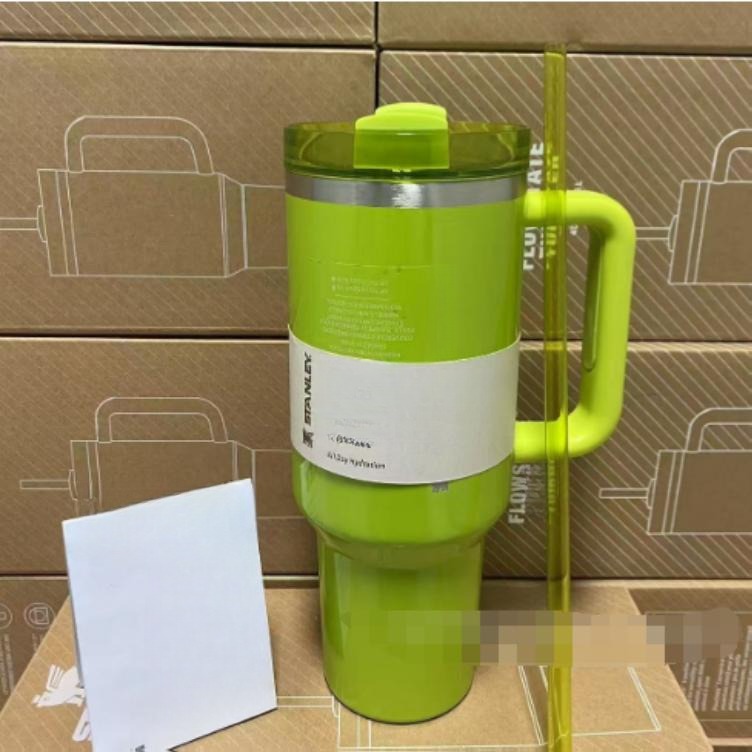 Gourde Stanley Quencher H2.0 Tumbler 40 oz / 1.18 L avec anse — vert citron/lime, édition Starbucks
