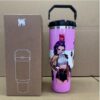 Gourde Stanley Quencher H2.0 Tumbler 40 OZ / 1.18L avec anse — rose, édition K-pop Demon Hunters / Huntr/x