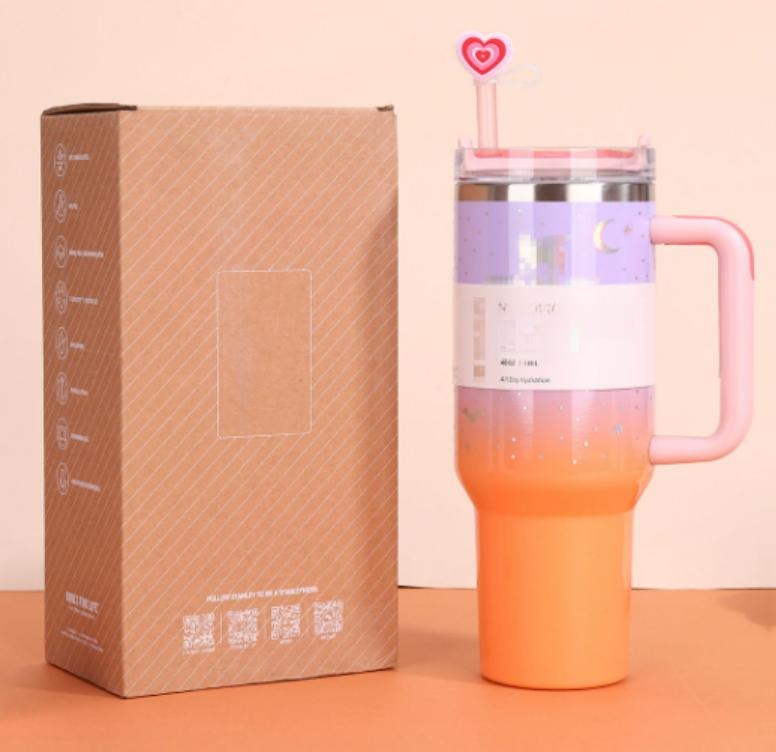 Gourde Stanley Quencher H2.0 Tumbler avec anse — dégradé violet à orange, motif aucun personnage