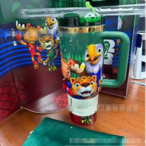 Gourde Stanley Quencher H2.0 Tumbler avec anse — vert, édition FIFA / World Cup