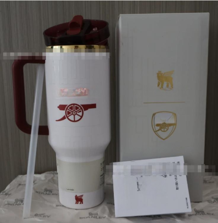 Gourde Stanley Quencher ProTour Tumbler avec anse — blanc avec couvercle et anse bordeaux, édition Arsenal
