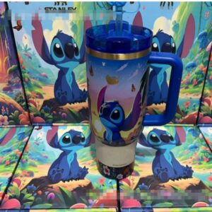 Gourde Stanley Quencher Tumbler avec anse — bleu, édition Stitch / Lilo