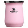 Gourde Stanley Quencher Tumbler avec anse — rose pâle avec couvercle et anse noirs, édition Messi
