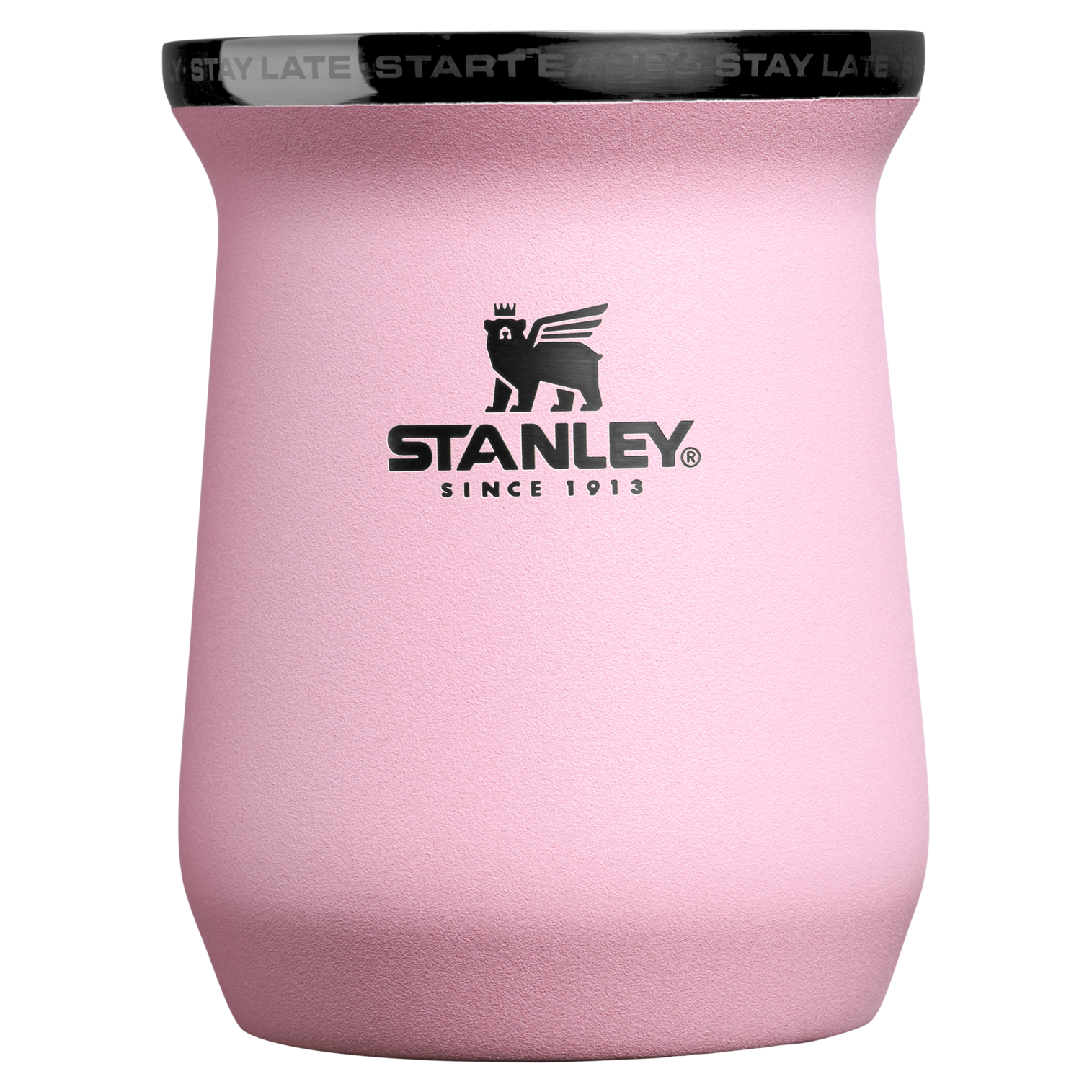 Gourde Stanley Quencher Tumbler avec anse — rose pâle avec couvercle et anse noirs, édition Messi