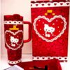 Gourde Stanley Quencher Tumbler avec anse — rouge translucide avec motif léopard et cœurs, édition LoveShackFancy