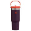 Gourde Stanley Quencher Tumbler avec anse — violet foncé/aubergine avec couvercle et poignée orange