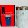 Gourde Stanley Stacking Beer Pint 16 oz | 473 mL avec anse — bleu clair, motif treillis/losanges blanc sur fond bleu