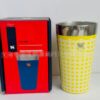 Gourde Stanley Stacking Beer Pint 16 oz | 473 mL avec anse — jaune, motif treillis/losanges blanc sur fond jaune